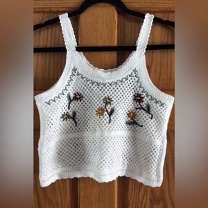 Rebellion White Floral Embroidered Camisole